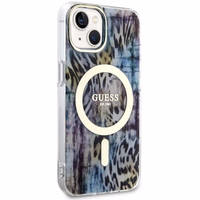 Guess Leopard Magnetinis dėklas telefonui iPhone 14 - mėlyna