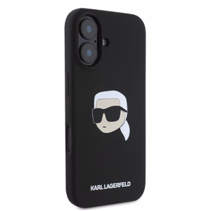 Karl Lagerfeld silikoninis dėklas telefonui Karl Head Print Magnetinis iPhone 16 - juodas