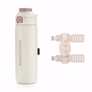 Rockbros S550H-1 700 ml termosinė gertuvė su magnetiniu laikikliu ir tvirtinimo dirželiu - smėlio spalvos