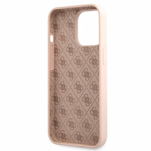 Guess GUHMP13LLSLMGLP dėklas telefonui iPhone 13 Pro / 13 6.1" šviesiai rožinis kietas silikoninis su auksiniu logotipu MagSafe