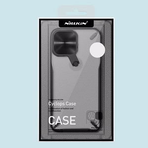 Nillkin Cyclops dėklas iPhone 13 Pro - juodas su kamera apsauga ir sulankstomu stovu