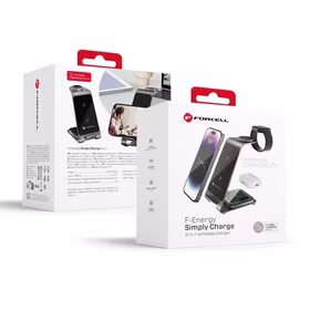Forcell F-ENERGY Simply Charge 3in1 aliuminis suderinamas su Apple Watch ir Samsung Watch pilkas