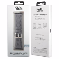 Karl Lagerfeld Saffiano Monogram dirželis skirtas Apple Watch 38/40/41mm - sidabrinis