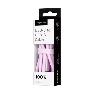Kruger&Matz Basic USB-C–USB-C silikoninis kabelis, 100 W, 1 m, rožinis