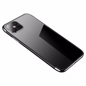 Skaidrus spalvotas dėklas Gel TPU su elektropoliruotu rėmu Samsung Galaxy S21 Ultra 5G juodas