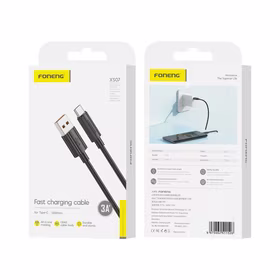 FONENG laidas XS07 USB-C 3A 1M juodas