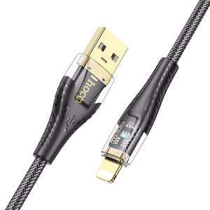 Кабель USB A to Lightning Hoco 2,4A 1,2 m U121 черный прозрачный