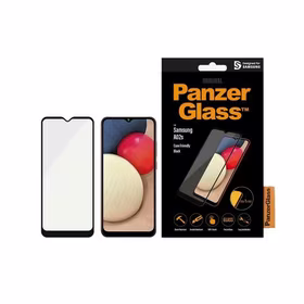 PanzerGlass E2E Super+ antibakterinis apsauginis stiklas Samsung Galaxy A02s - su juodu rėmeliu