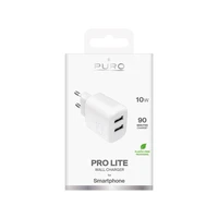 Puro PROLITE 10W 2x USB-A sieninis įkroviklis - baltas