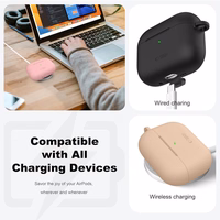 "Tech-Protect" silikoninis dėklas su kabliuku "AirPods Pro" - smėlio spalvos