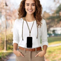 SWING (8mm) Telefono dirželis, Telefono pakabukas su reguliuojamu ilgiu / virvės ilgis 165cm (maks. 82.5cm kilpoje) / ant peties arba kaklo - pilkai žalia-rožinė