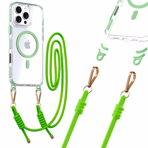 Tel Protect Strap Skaidrus Dėklas telefonui Iphone 16 Pro Max žalias