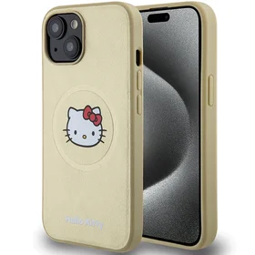 Hello Kitty odinis Kitty Head magnetinis dėklas telefonui iPhone 15 - auksinis