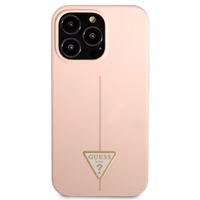 Guess GUHCP13LSLTGP iPhone 13 Pro / 13 6.1" rožinis kietas dėklas silikoninis trikampis