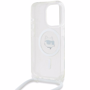 Karl Lagerfeld IML Choupette Head & Cord magnetinis dėklas telefonui iPhone 15 Pro - skaidrus