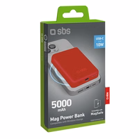 Išorinė baterija SBS TEBB5000MAG1CR 5000 mAh suderinama su MagSafe - raudona