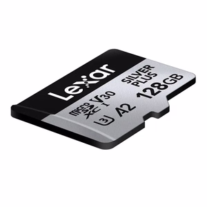 „Lexar High-Performance Silver Plus“ microSDXC atminties kortelė, 128 GB + adapteris