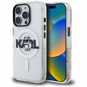 Karl Lagerfeld IML Choupette Sketch Logo MagSafe Dėklas iPhone 16 Pro - skaidrus