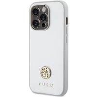 Guess Strass Metal Logo dėklas telefonui iPhone 15 Pro - sidabrinis