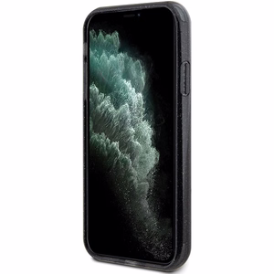 Guess Ring Stand Script Glitter Magnetinis dėklas telefonui iPhone 11 / Xr - juodas