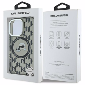 Karl Lagerfeld IML Monograma Karl & Choupette Head Magnetinis dėklas telefonui iPhone 16 Pro - juodas