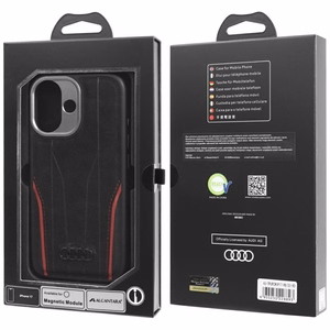 Audi R8 Natūralios odos Magnetinis dėklas telefonui iPhone 17 - juodas ir raudonas