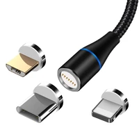 Maxlife MXUC-03 magnetinis kabelis USB - Lightning + USB-C + microUSB 1,0 m 3A juodas nailonas