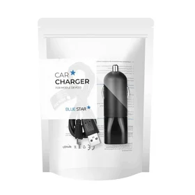 Automobilinis įkroviklis BLUE STAR 2A USB A + kabelis USB A į Micro USB juodas