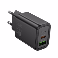 Įkroviklis telefonui Hoco USB A + USB C QC3.0 PD 3A 30W N63 juodas