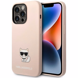 Karl Lagerfeld KLHCP14XSLCTPI iPhone 14 Pro Max 6.7 "kietas dėklas šviesiai rožinis / šviesiai rožinis Silikoninis Choupette Kūnas