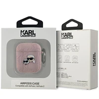 Karl Lagerfeld Monogram Karl & Choupette AirPods 1/2 dėklas - rožinis