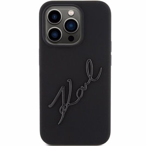 Karl Lagerfeld silikoninis dėklas Karl Script iPhone 15 Pro - juodas
