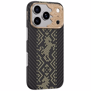 Juodas „Benks Magnetic Armor Air Knight“ kevlaro dėklas su metaliniu rėmeliu (C.K.FL.AP.GD.X073), skirtas iPhone 18 Pro Max / iPhone 17 Pro Max