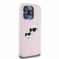 Karl Lagerfeld Silikoninis Karl&Choupette MagSafe dėklas iPhone 15 Pro Max - rožinis