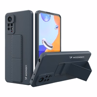 Wozinsky Kickstand Case silikoninis dėklas su stovu Xiaomi Redmi Note 11 Pro tamsiai mėlynas