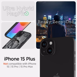 Spigen Ultra Hybrid Mag dėklas su MagSafe iPhone 15 Plus - tamsiai pilkas (Zero One raštas)