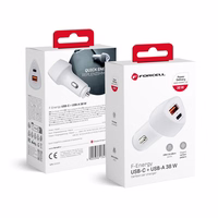 Įkroviklis automobilinis Forcell (CC50-1A1C) (1xUSB-C; 1xUSB; 5A 38W) baltas