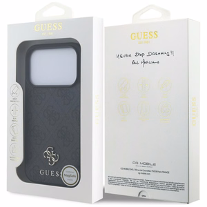 Guess 4G Small Classic Logo MagSafe dėklas iPhone 18 Pro / 17 Pro – juodas