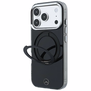 Mercedes Iconic Logo dėklas, skirtas iPhone 18 Pro Max / 17 Pro Max, su žiedu-stovu, suderinamas su MagSafe – juodas