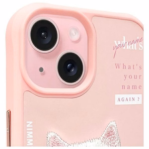 Nimmy Cool&Cute 2.0 katės dėklas iPhone 15 - rožinis