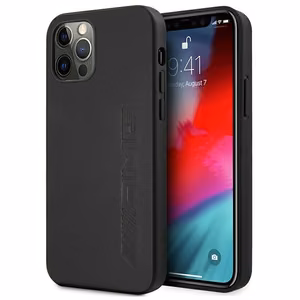 AMG Кожаный чехол Hot Stamped для iPhone 12 Pro Max - чёрный