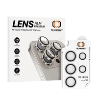 Grūdintas stiklas Tel Protect 3D objektyvo apsaugai ant kameros Samsung Galaxy S25 Ultra caurspīdīgs (lēcas 5 vnt.)