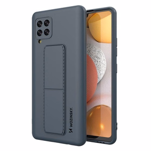 Wozinsky Kickstand Case silikoninis dėklas su stovu Samsung Galaxy A42 5G tamsiai mėlyna