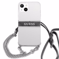 Guess GUHCP13SKC4GBSI iPhone 13 mini 5.4" Permatomas kietas dėklas 4G Pilkas Dirželis Sidabrinė Grandinė