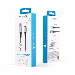 Forever Braix laidas USB - Lightning 1,0 m 3A juodas