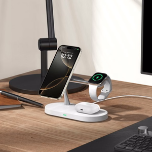 Tech-Protect A12 3in1 MagSafe indukcinis įkroviklis išmaniajam telefonui / ausinėms / išmaniajam laikrodžiui - baltas