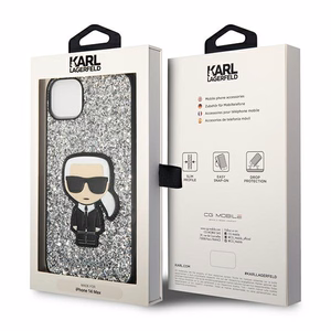 Dėklas telefonui Karl Lagerfeld KLHCP14MGFKPG iPhone 14 Plus 6.7\" sidabrinis / sidabrinis Glitter Flakes Ikonik