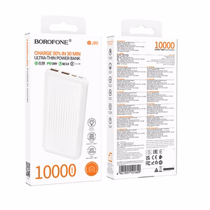 Borofone Išorinė baterija BJ80 Clever - 2xUSB + Type C - QC 3.0 22,5W PD 20W balta