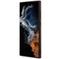 Guess 4G Collection Leather Metal Logo MagSafe dėklas telefonui Samsung Galaxy S24 Ultra - rudas