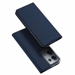 Dux Ducis Skin Pro dėklas telefonui Oppo Reno 8 Pro su atverčiamu dangteliu, kortelių pinigine ir stovu, mėlynas